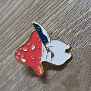 Mushroom with Knife Enamel Pin
